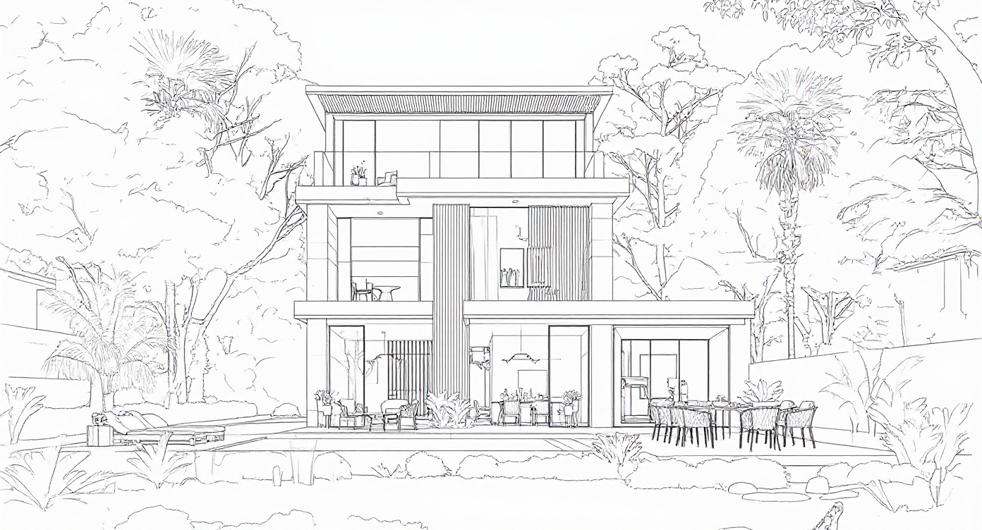 Photorealistic AI render generated from the sketch